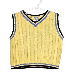 Boys Cotton Old Money Cable knit sleeveless v neck preppy sweater vest 18month